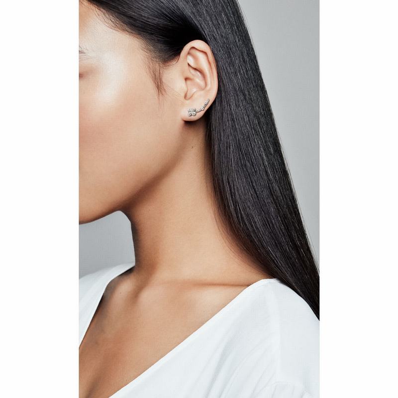 Pandora Draped Four-Petal Flower Stud Earrings Silver Egypt MX7139426